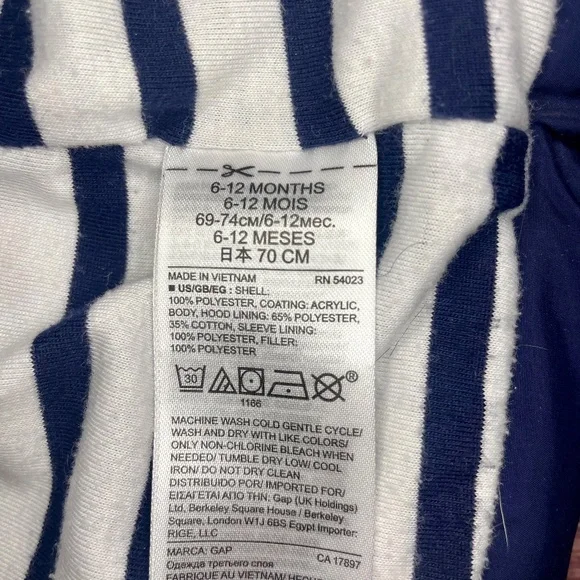 Baby Gap Navy Puffer Jacket Size 6-12 Months - Picture 5 of 6